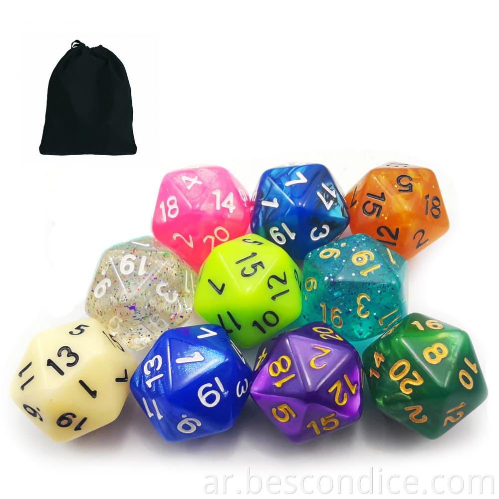 10pcs Multi Colored Pack Of D20 Dice